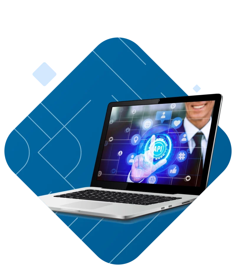 integracja systemów bezpieczeństwa - grafika api na ekranie laptopa